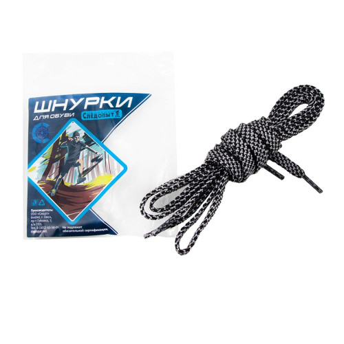 Купить шнурки следопыт плоские,ширина 0,7 см,длина 120 см,черно-серый в Самаре