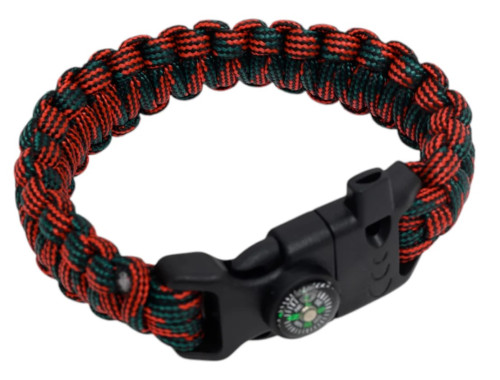 Браслет Следопыт из паракорда со свистком,компасом и огнивом 24,5х2см PF-PD-04S