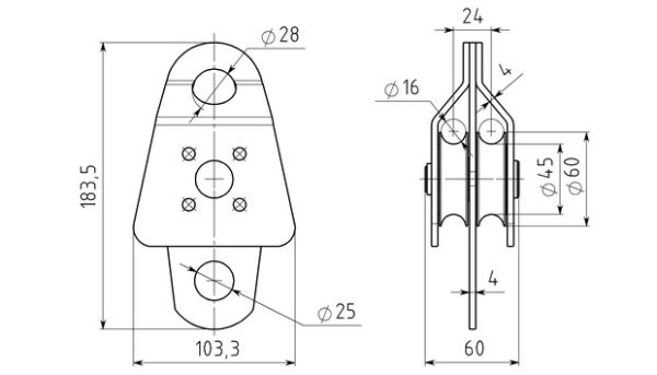  Блок-ролик Вертикаль двойной большой с подшипником в Самаре  