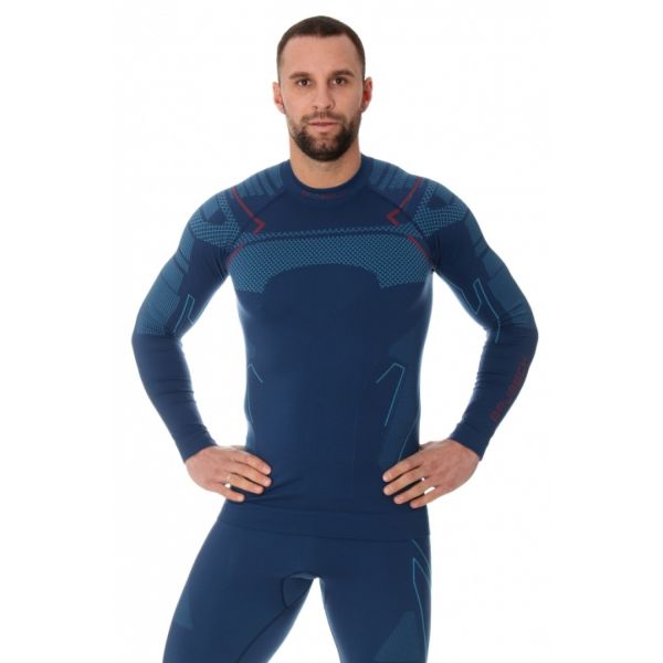 Футболка Brubeck Thermo Nilit Heat черный/голубой мужская в Самаре