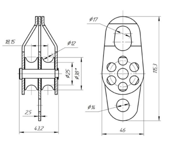  Блок-ролик Вертикаль двойной сталь с подшипником в Самаре  