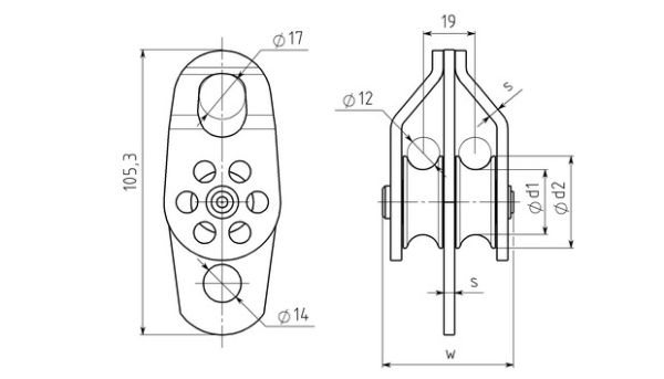  Блок-ролик Вертикаль двойной сталь с подшипником в Самаре  